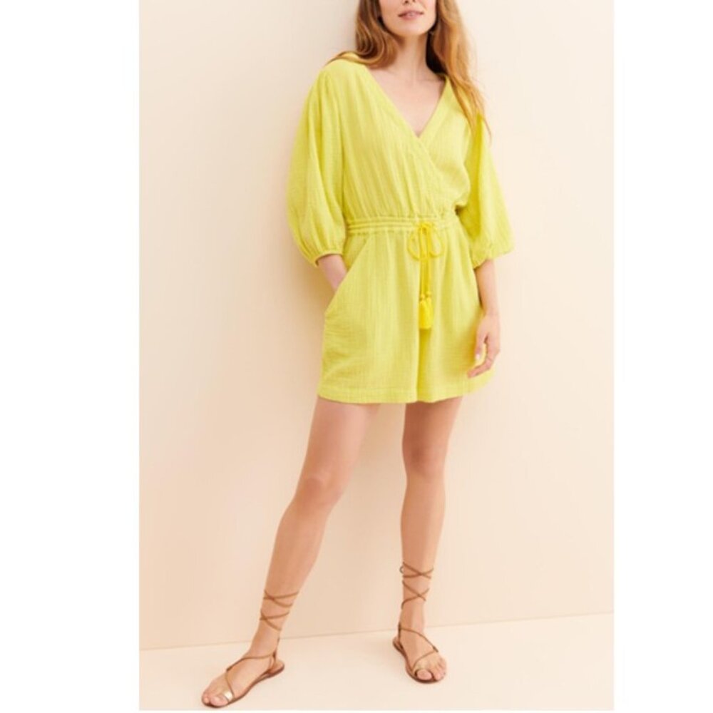 Anthropologie Celia Gauzy Romper in Chartreuse - Medium